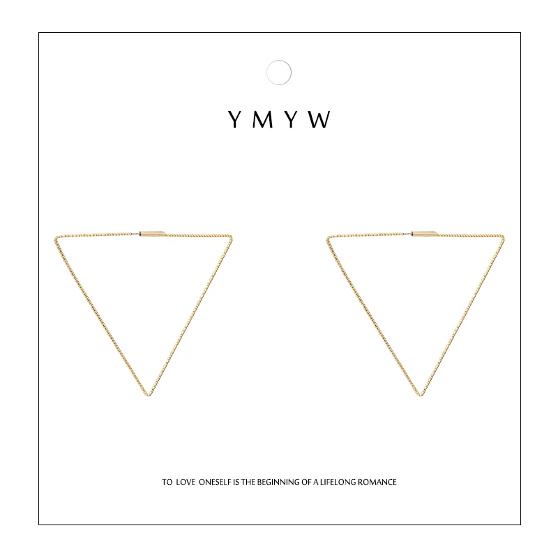 

YMYW Fashion Brand Punk Big Triangle Geometric Stud Earrings Charm Copper 16 k Plated Gold Earrings for Women Boucle D'Oreille