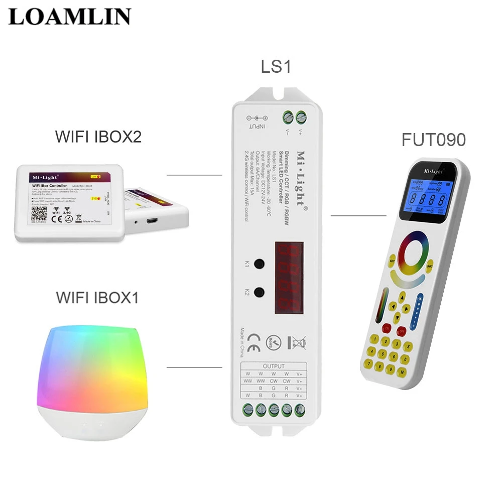 MiLight LS1 умный светодиодный контроллер 4 в 1 FUT090 дистанционный 2,4 ГГц WiFi iBox1 iBox2 dc12в-24 В для одноцветной RGB RGBW CCT полосы