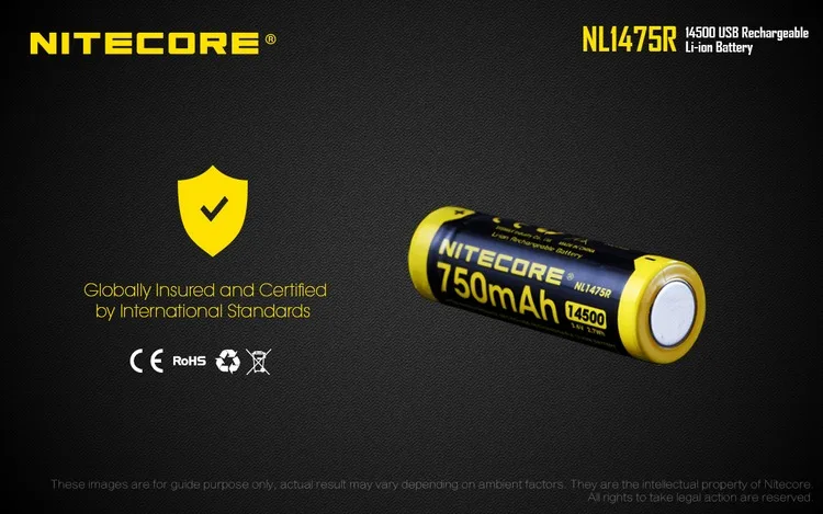 TOPSALE NITECORE NL1475R 750mAh14500 Высокая Производительность микро-USB литий-ионная аккумуляторная батарея 2.7Wh Кнопка Верхняя защищенная батарея