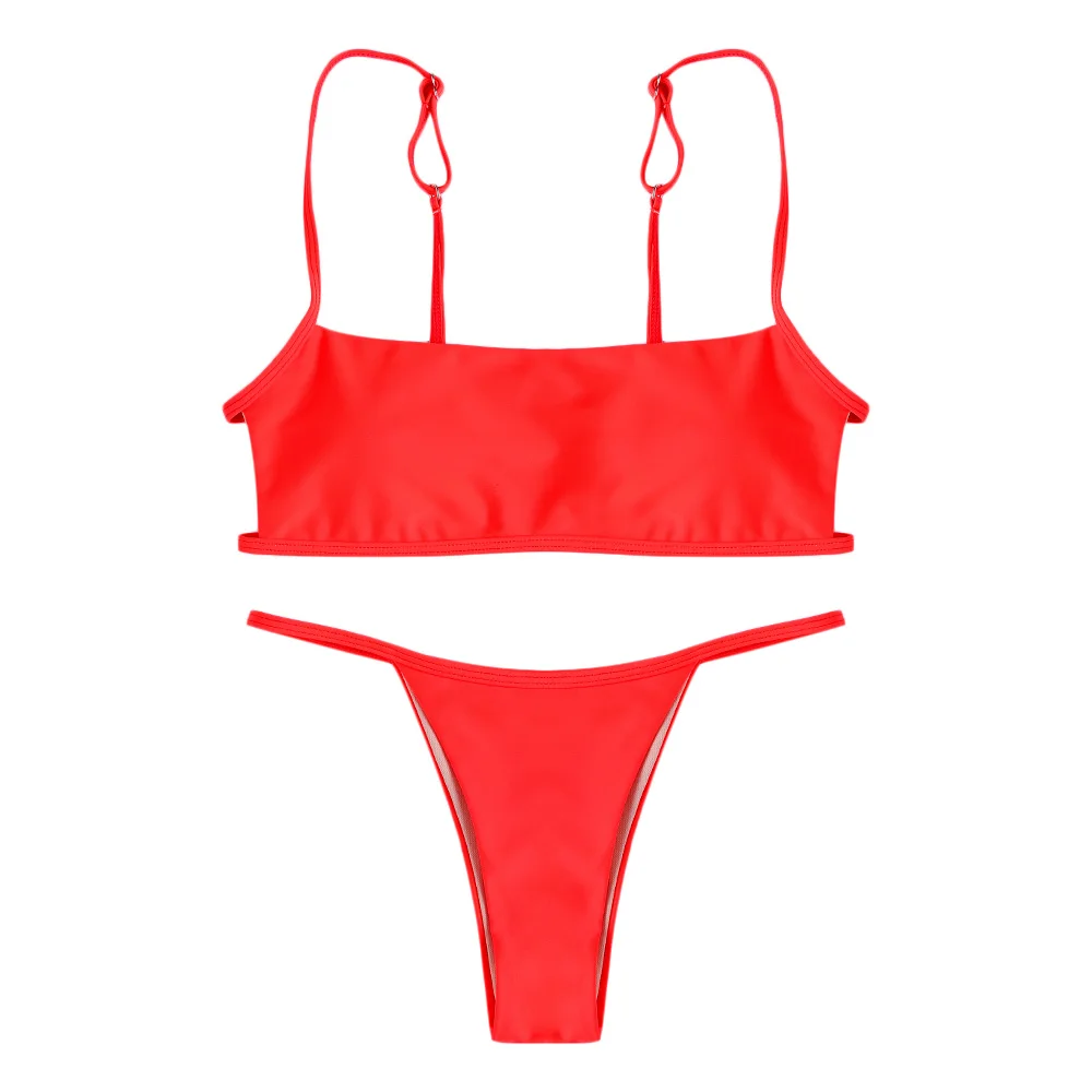Belleziva, сексуальный женский комплект бикини в полоску, с открытой спиной, пуш-ап, на тонких бретелях, купальник, пляжный купальник, бразильский купальник, бикини - Цвет: Bright Orange