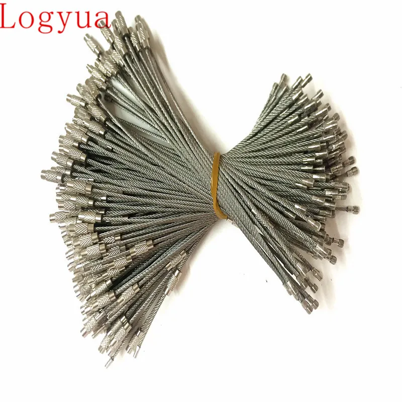 

120 X New Car Stainless Steel Wire Keychain wire rope key Chain Cable Car Key Ring Keyring for Outdoor Hiking