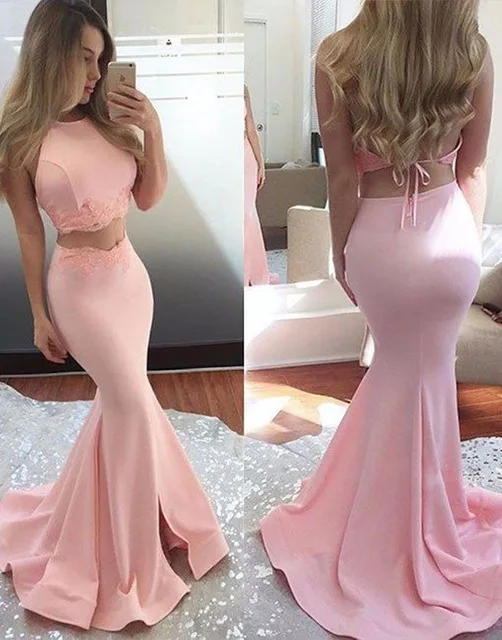 Eenvoudige Roze Lange 2 Stuks Prom Jassen Mouwloze Met Lange Rok Fashion Mermaid Prom Dresses To Party Vestido Longo De festa Eenvoudige Roze Lange 2 Stuks Prom Jassen Mouwloze Met Lange Rok Fashion Mermaid Prom Dresses To Party Vestido Longo De festa