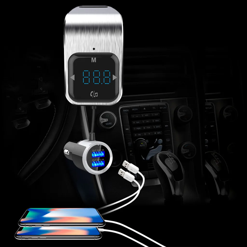 Автомобильное Универсальное зарядное устройство Bluetooth FM передатчик Беспроводной радио адаптер MP3 двойной Порты usb дисплей с цифровым дисплеем