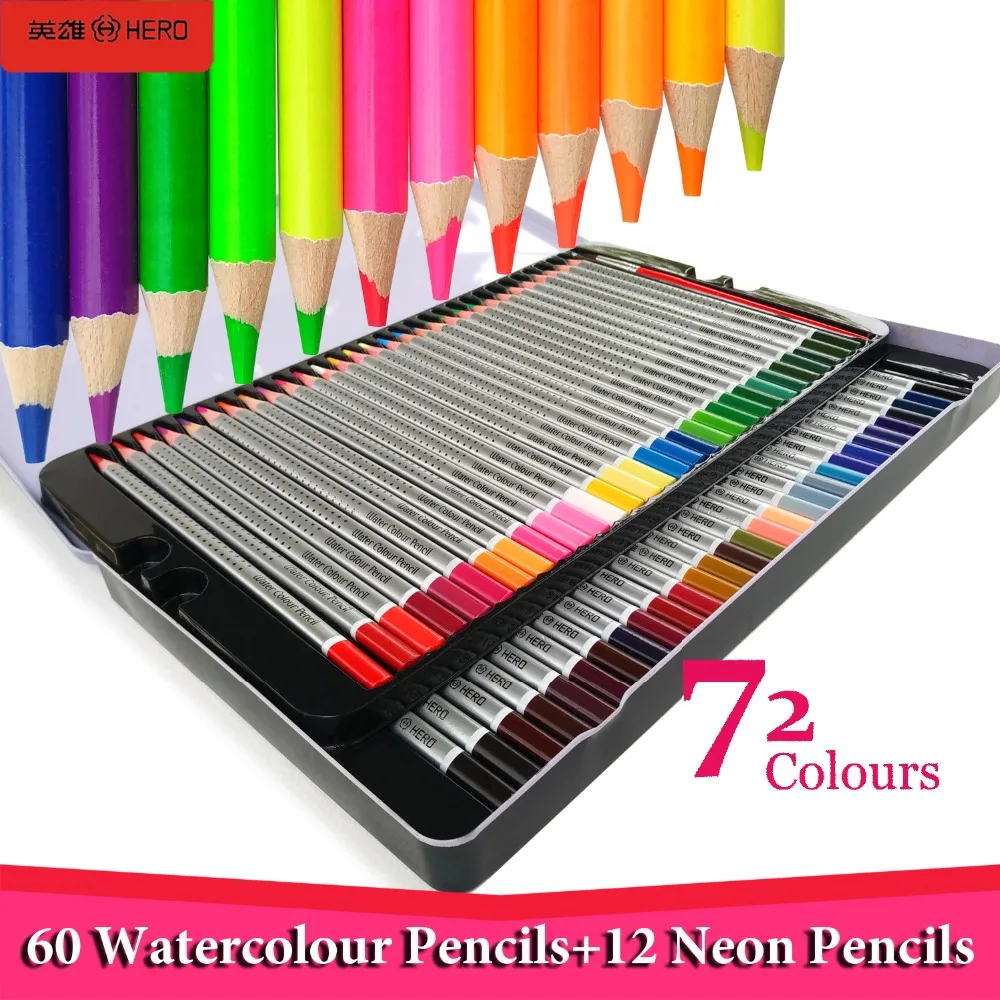 Hero 60/72 lapices de colores profesionales Watercolor Drawing Colored