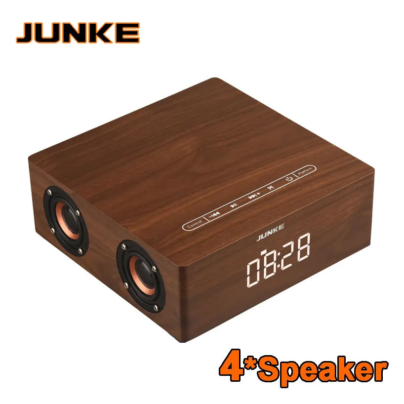 Часы стерео деревянные Bluetooth портативные HiFi колонки TF Play handle Free Call AUX вход супер