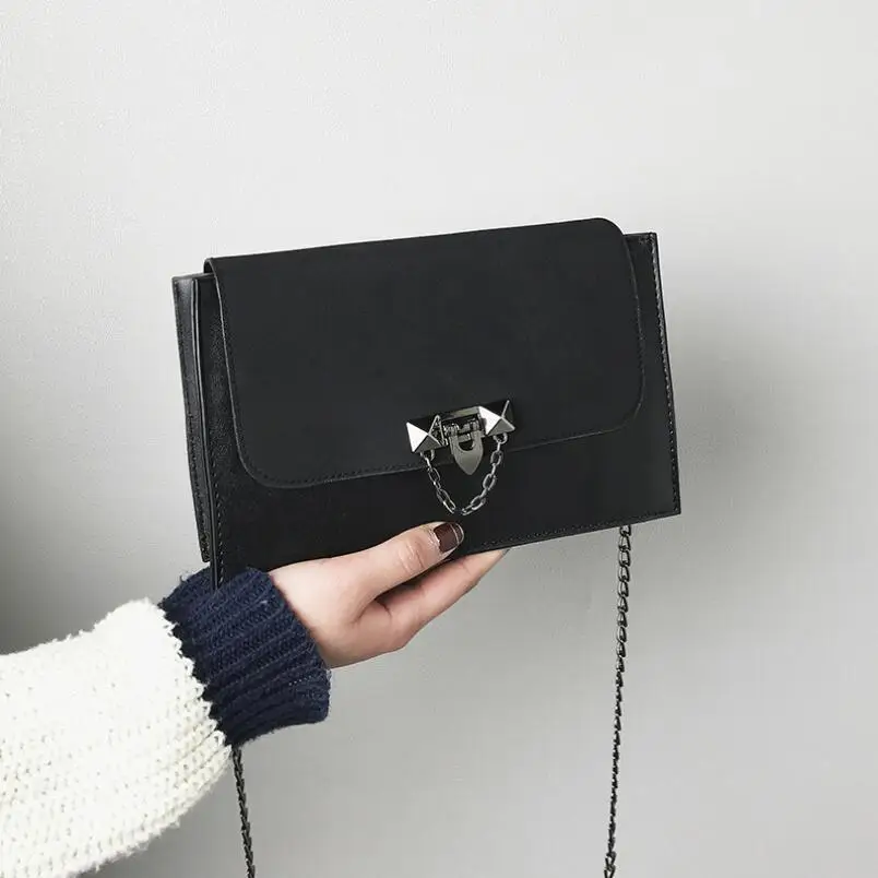 

Retro Frosted Women bag 2018 Fashion New Handbag High quality PU leather Female bag Lock Chain Square Shoulder Bag Messenger Bag