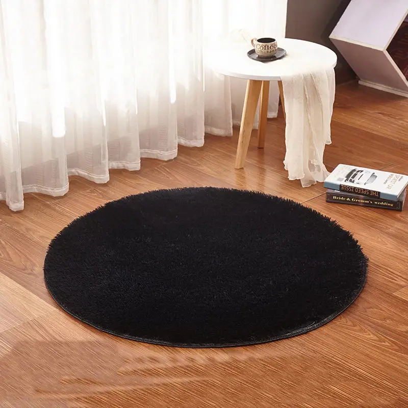 

Yoga Living Room Carpet Kids Room Rugs Soft and Fluffy Warm,black Red Color Custom Size, Diameter 60,80,100,120,160cm