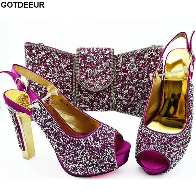 New Arrival Italian Women Shoes and Bags To Match Set Italy Nigerian Wedding Bag Decorated with Rhinestone | Обувь