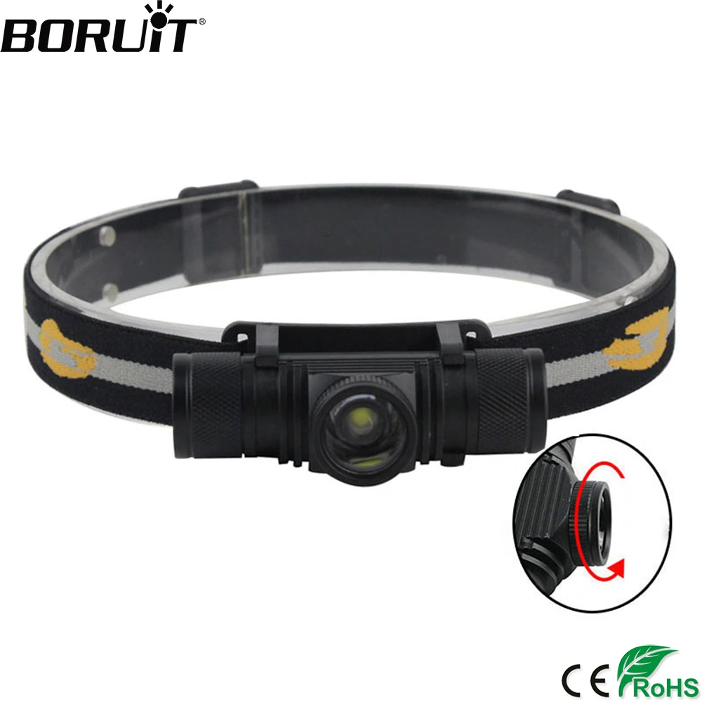 US $12.99 BORUIT D20 Zoomable Mini Headlamp 1000LM XML2 LED Headlight USB Charger 18650 Battery Head Torch Camping Hunting Flashlight