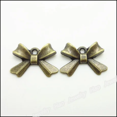 

100pcs Vintage Charms Bow Pendant Antique bronze Fit Bracelets Necklace DIY Metal Jewelry Making