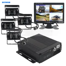 DIYSECUR SD 4CH Car DVR Video Recorder 7inch HD Car Monitor + 4 x Night Vision Rear View Camera For Truck Van Bus