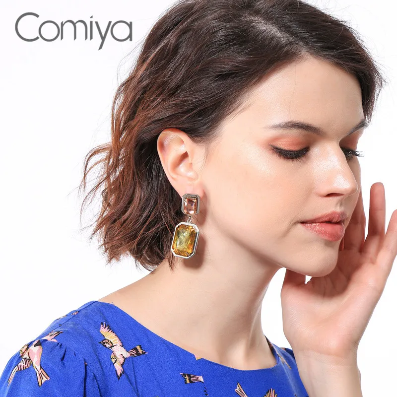 Comiya Dangle Earrings For Women Long Geometric Glass Mosaic Drop Earring Feminino Fashion Accessories Jewelry Wholesale | Украшения и