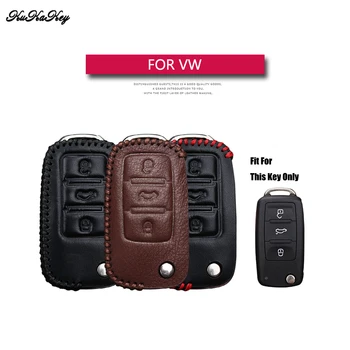 

Genuine Leather Flip Folding Car Key Case Cover For Volkswagen Polo Tiguan Passat Golf MK5 MK6 Key Bag Holder For VW Bora Jetta