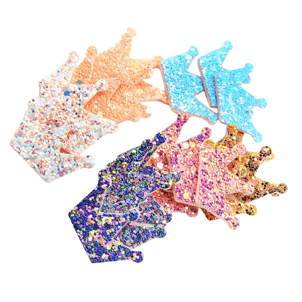 20x Mixed Felt Crown W Sequin Appliques Embellishment Craft For Card Making