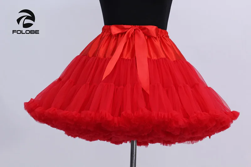 FOLOBE/красная юбка для женщин и девочек, мягкая фатиновая юбка, Женская юбка-пачка, костюм для балета, Одежда для танцев, многослойная Пышная юбка-пачка, TT004 - Цвет: Красный