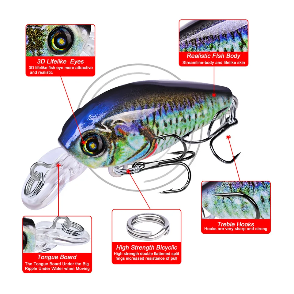 

4G 47MM Crank Bait Bass trout Lure pike trolling pesca minnow tackle