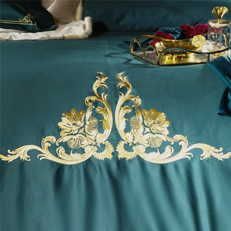 Waliicorners Egypt Cotton European Classics Bedding Set Gold Embroidery Duvet cover Bed Sheet Pillowcases Queen King size 4/6/7Pc 13 100000-3