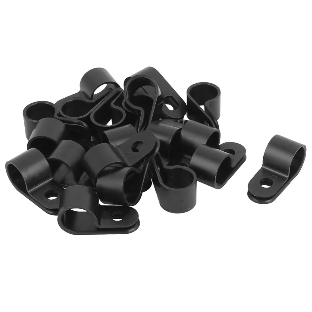 uxcell 50 Pcs Black Plastic R Type Cable Clip Clamp for 12mm Dia Wire Hose
