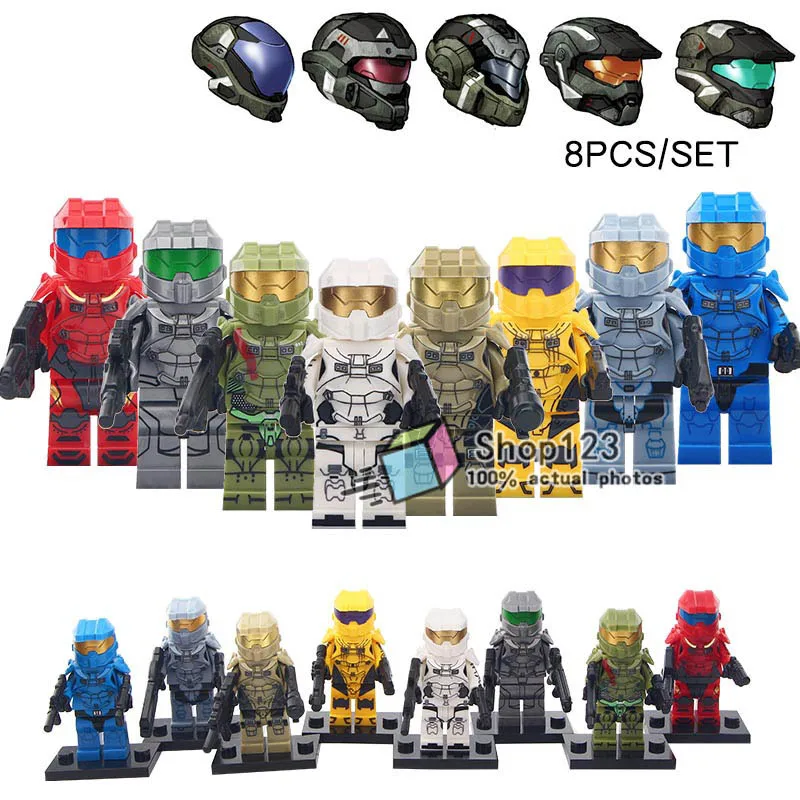 

10Lots of Halo Wars Game Action Figure Warrior Spartan Solider Model Action Building Blocks Bricks Toys for Children