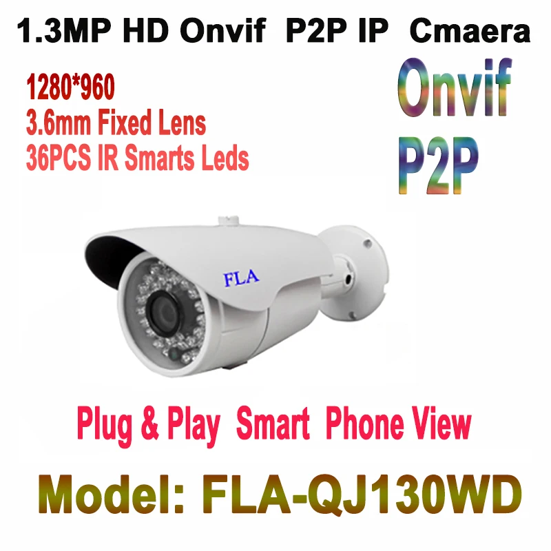 1.3MP IP camera cctv onvif p2p street camera Infrared Night Vision 20m outdoor waterproof camera HD network video surveillance