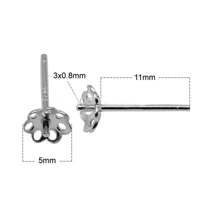 Beadsnice Stud Earring Findings 925 Sterling Silver Post Earring Parts