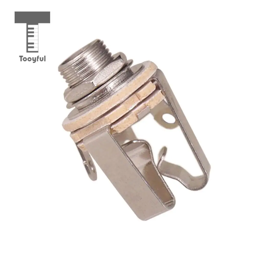 Tooyful 2pcs Brass 1/4' Stereo Output Jack Socket Plate for Guitar Bass Active Pickup Parts