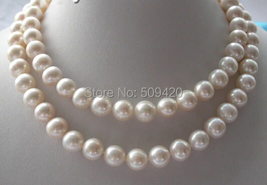 

W&O658>>CLASSIC 32" AAAA+11mm white round freshwater cultured pearls necklace14k