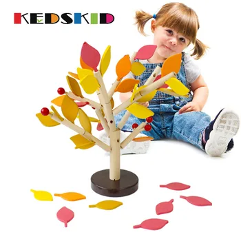

Children Wooden Toys Fight Inserted Blocks Snowflake Balance Wisdom Tree Early Educational Game - spring Autumn