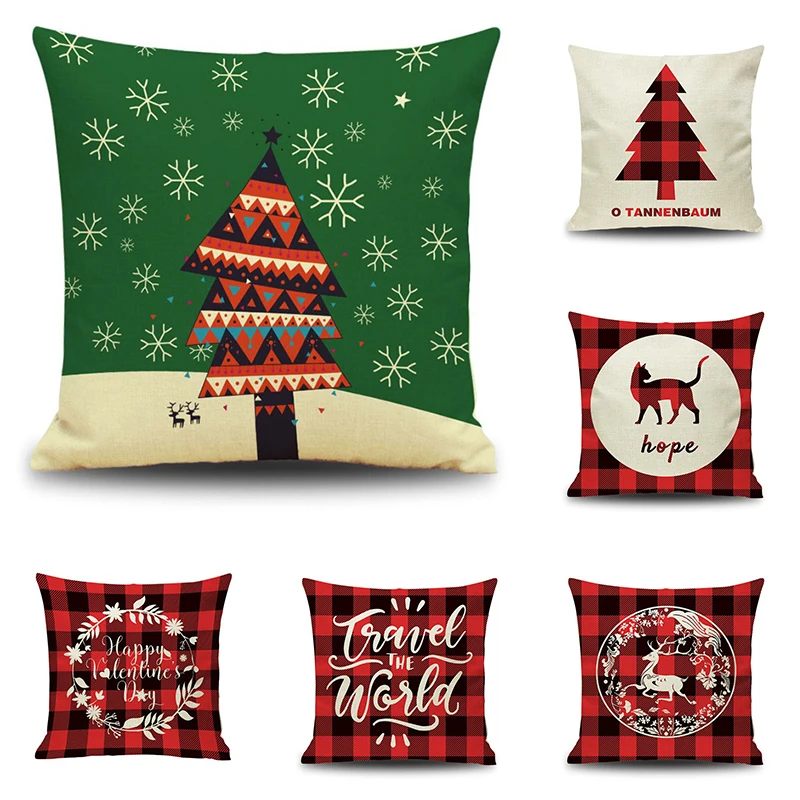 

Merry Christmas Festival style pillow case happy new year Waist Pillow Flax Office Pillowcase for sofa car decoration 45*45cm