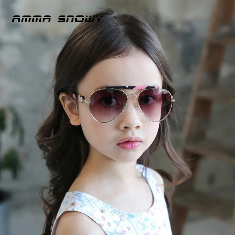 AMMA SNOWY Pink Girl Sunglasses Gradient Black Oval Boy Sun Glasses