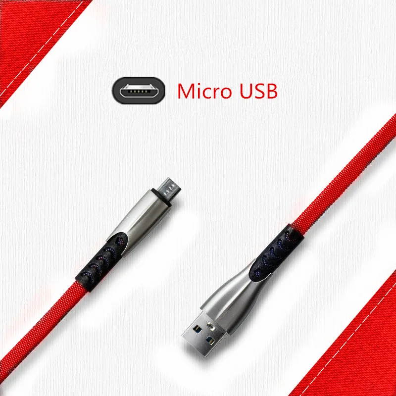 Micro USB ковбойская ткань Зарядное устройство кабель для huawei Y6 Y7 Prime Y9 честь 8C 8X провод данных для Redmi Note 6 pro 6a S2 шнур - Цвет: Micro USB-Red