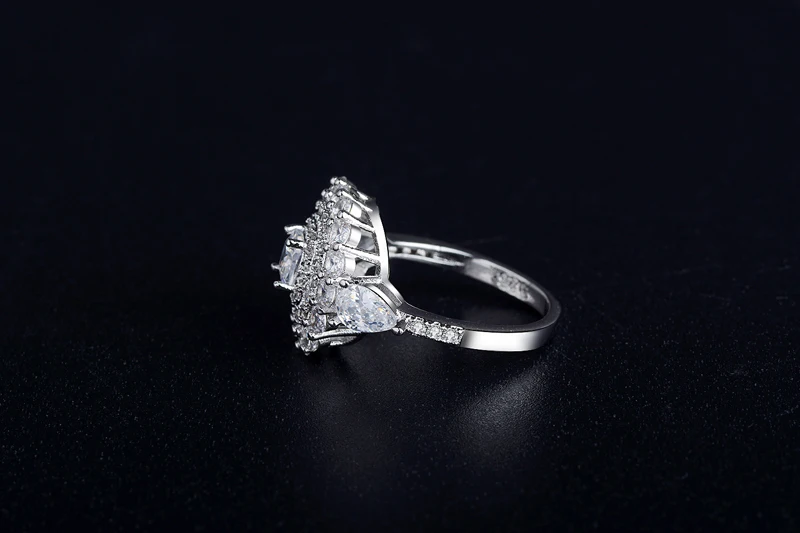 YINHED Игристые CZ Кольцо для Для женщин Обручение Jewelry Юбилей подарок 925 пробы Серебряное обручальное кольцо Анель ZR414