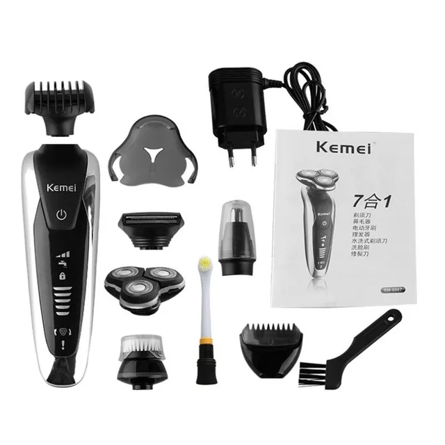 Kemei KM-8867 7 in 1 Men's 3D Electric Shaver Multifunction Beard Trimmer Rechargeable Razor for Men Shaving Machine EU Plug 5