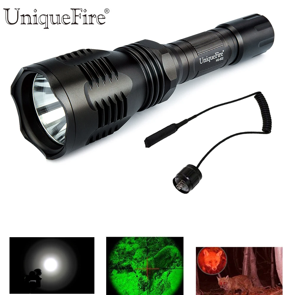 

Uniquefire HS-802-XPE Rechargeable Led Flashlight 1 Mode Aluminum Alloy Lamp Torch Power By 18650 Battery+Remote Pressure