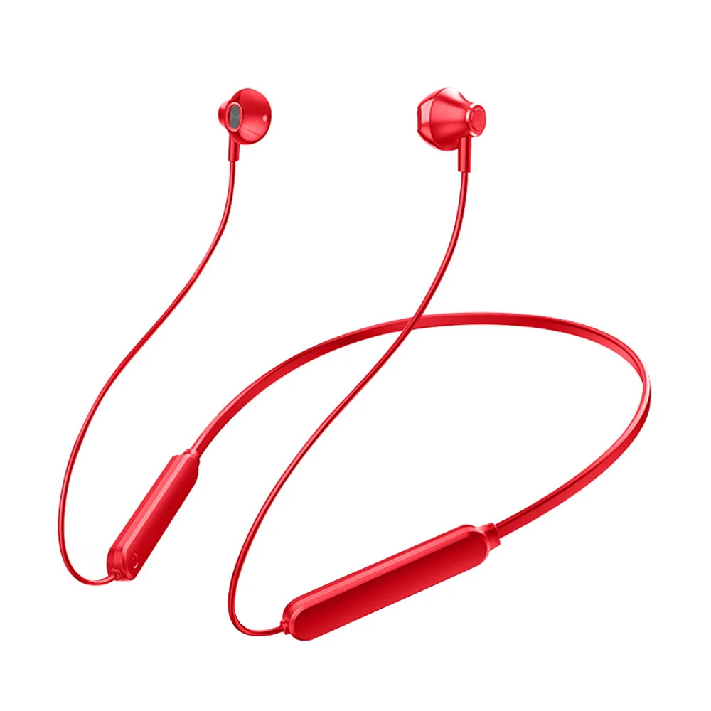 AERBOS спортивные шейные беспроводные наушники Bluetooth 5,0 для бега с микрофоном, регулируемые беспроводные наушники для Iphone - Цвет: Red