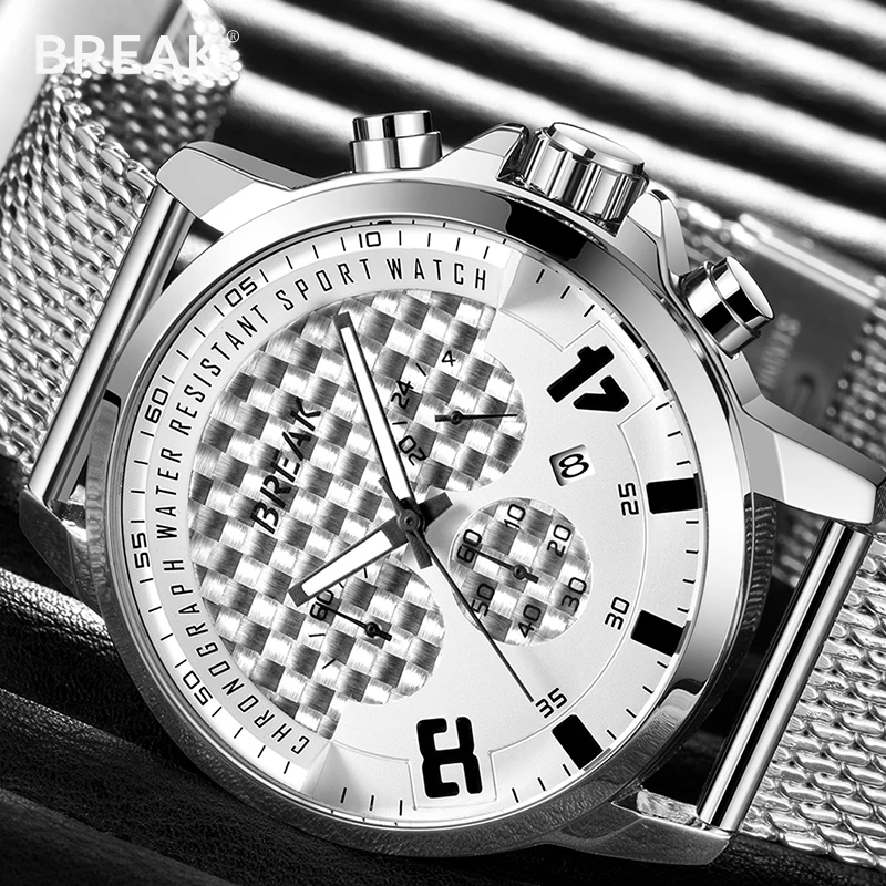 Relogio Masculino BREAK Creative Unique Design Mens Watches Top Brand Luxury Wristwatch Quartz Sports Wrist Watch Men Gift Clock Relogio Masculino BREAK Creative Unique Design Mens Watches Top Brand Luxury Wristwatch Quartz Sports Wrist Watch Men Gift Clock