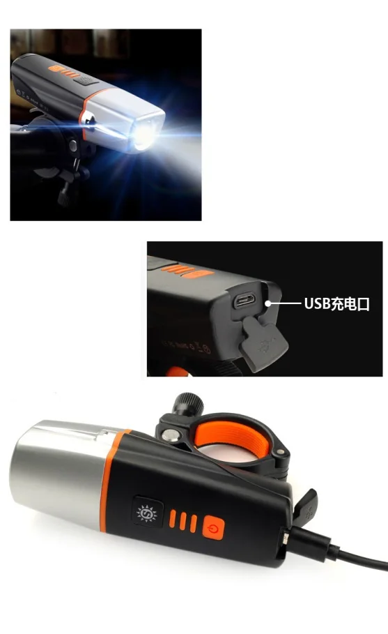 Best Newest Bicycle Front Rechargeable Light Cycling Bike Power Bank Flashlight Waterproof Headlight Bicycle Lamp Bike Accessories 4