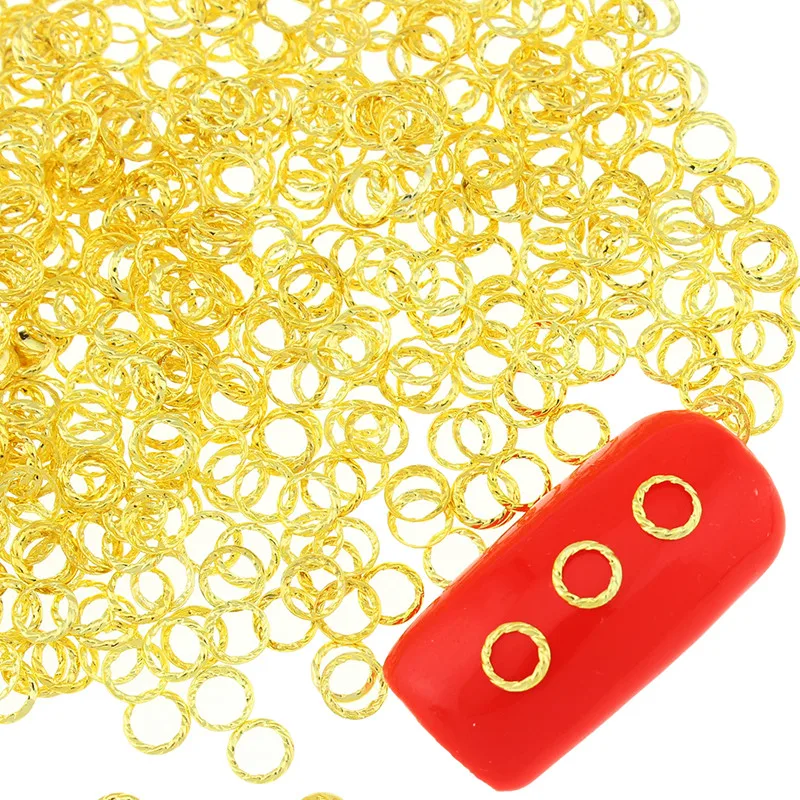 100 шт./лот, 3D круглый дизайн, медные гвозди, товары для рукоделия, золотой, серебряный цвет, металлические подвески, геометрические украшения для ногтей PJ431 PJ432