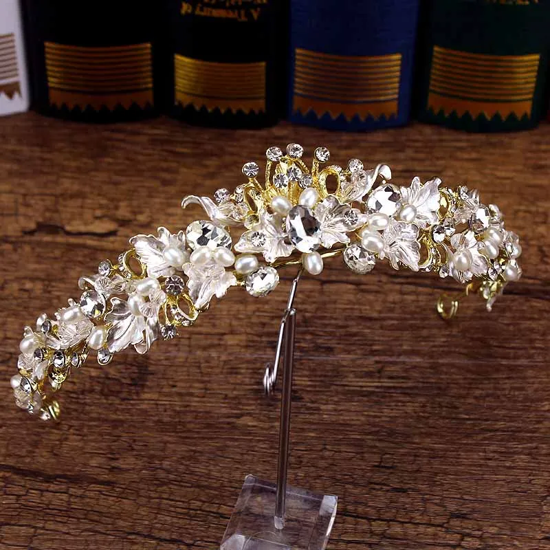 vintage crown Роскошная женская корона в стиле барокко с кристаллами, винтажная королевская тиара, свадебная диадема для невесты, Золотая повязка на голову для выпускного вечера, свадебные аксессуары для волос - Окраска металла: vintage crown