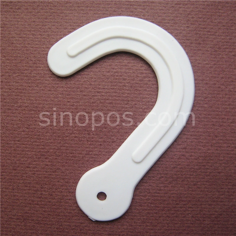 Giant Plastic Display J Hook 6x8cm reinforced, fabric sample header