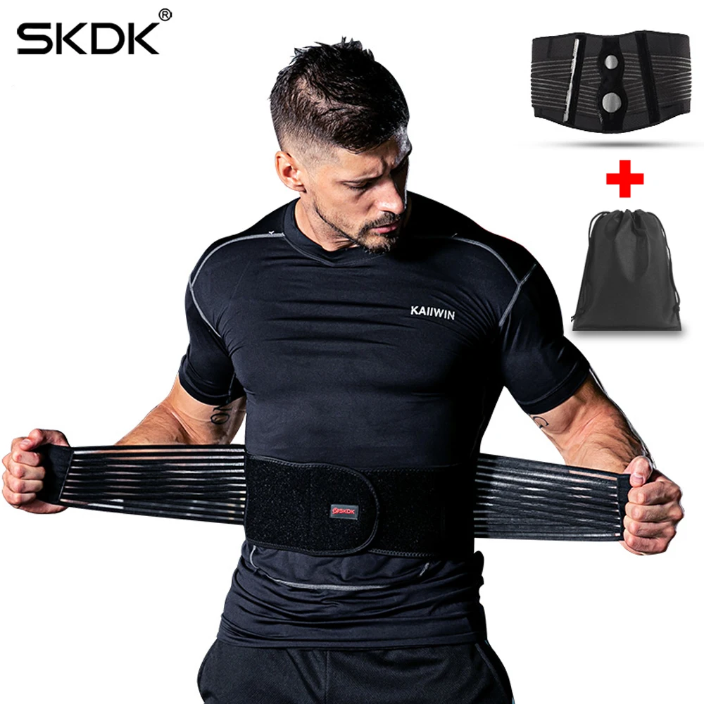 SKDK Men&Women Adjustable Elastic Waist Support Belt Lumbar Back Support Workout Belts Brace