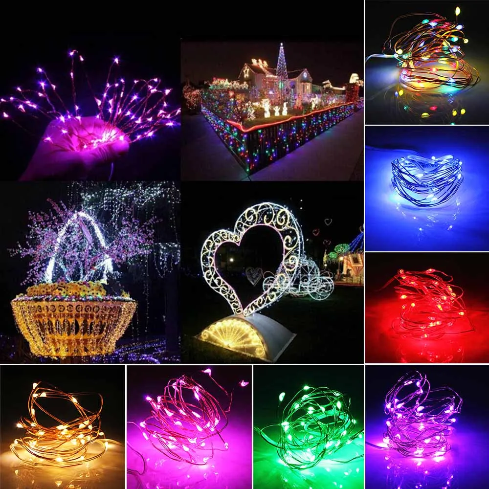 

2M 3M 4M 5M LED Copper Wire String Fairy lights AA Battery Operated Christmas Holiday Wedding Party Decoration Festi lights