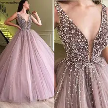 Темно-зеленый пикантные вечерние платья открытой спиной v-образным вырезом в пол без рукавов блесток длинное вечерние платья Robe de soiree