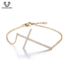 DOUBLE-R создан белый топаз пересечь Браслеты Soild 925 стерлингов Серебряные; золотые Браслеты изысканные свадебные украшения