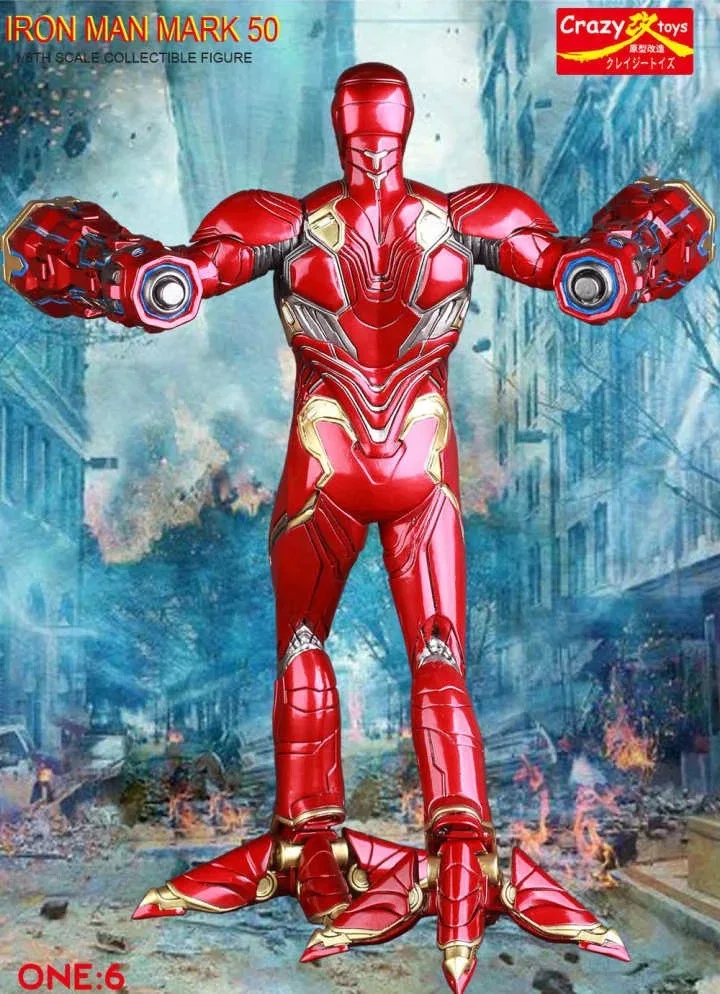 Сумасшедшие игрушки Marvel Мстители Железный человек MK50 1:6 ПВХ Коллекционная