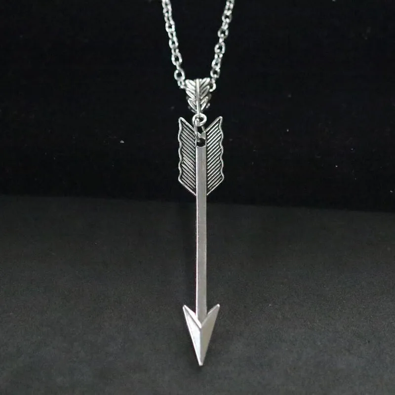 

Bow Arrow Necklaces Arrow Pendant Necklace for Men Women Bijoux Vintage Silver Arrow Charms Choker Collier Movie Jewelry