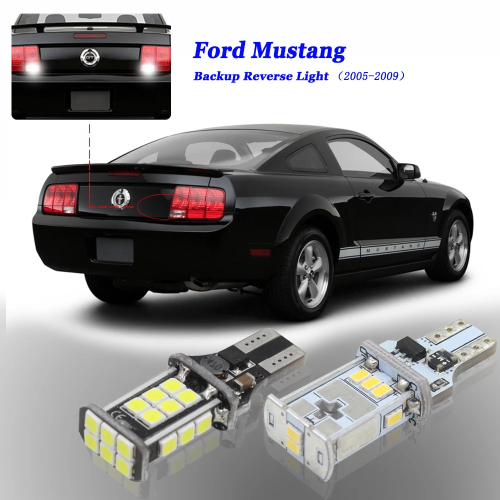 

6000K White Canbus No Error 912 W16W T15 Car LED Bulbs Fits 2005 2006 2007 2008 2009 Ford Mustang LED Backup Reverse Light