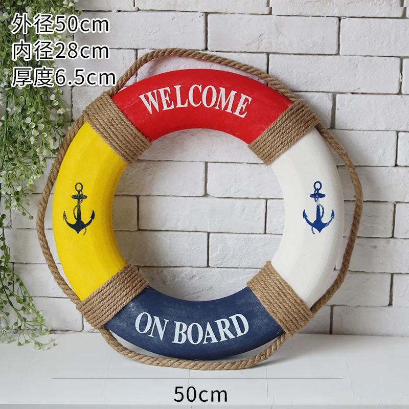

Fishing Net Mediterranean Style Decorative Wooden Steering Wheel Rudder Boat Rudder Pirate Children Room Back Decoration Crafts