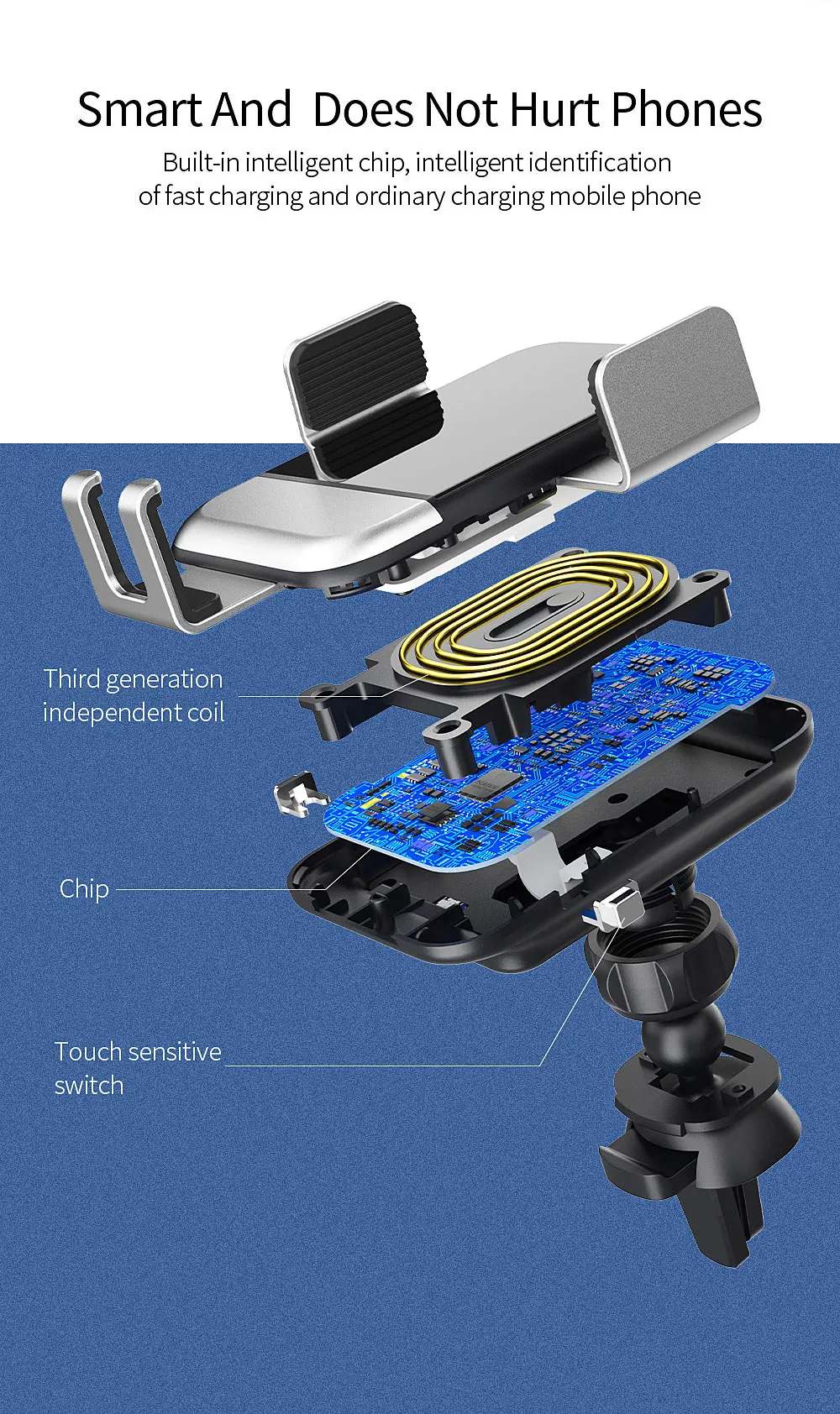 Беспроводное зарядное устройство Essager Touch sensor Qi для iPhone Xs Max samsung 10 Вт быстрая Беспроводная зарядка индукционное зарядное устройство Автомобильный держатель для телефона