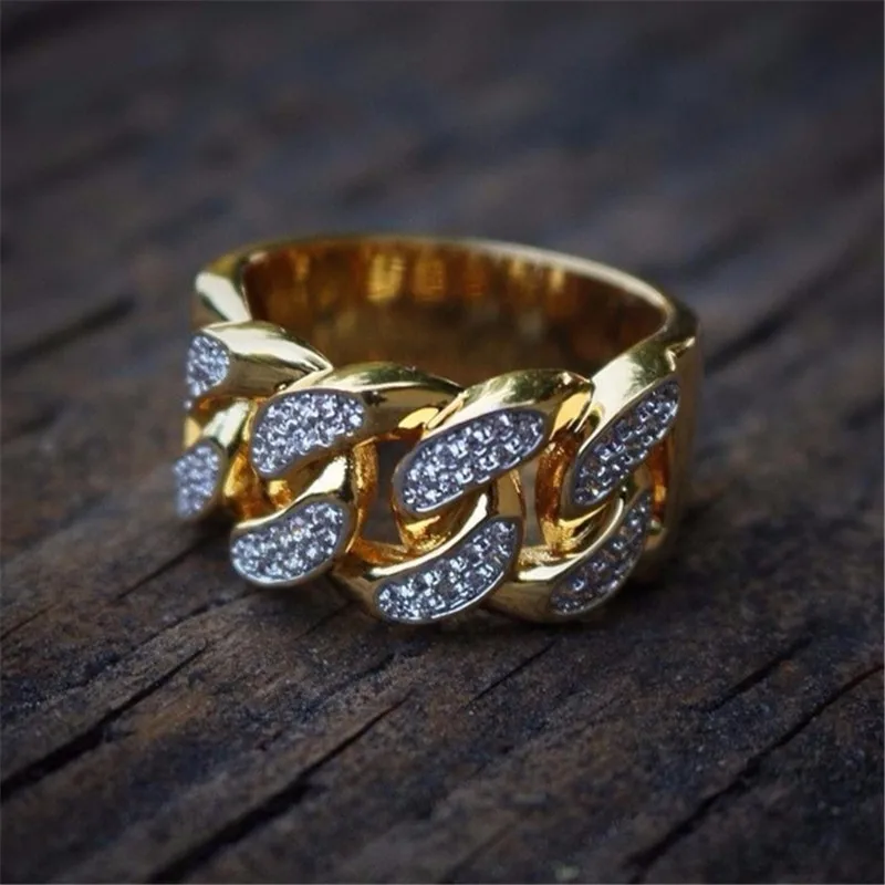 Роскошные циркониевые кольца с крестом золотого цвета для мужчин/женщин, ювелирные изделия, свадебные кольца, обручальные кольца, мужские кольца с Т-образным кольцом "anillos Bijoux", подарки Y30 - Цвет основного камня: Gold